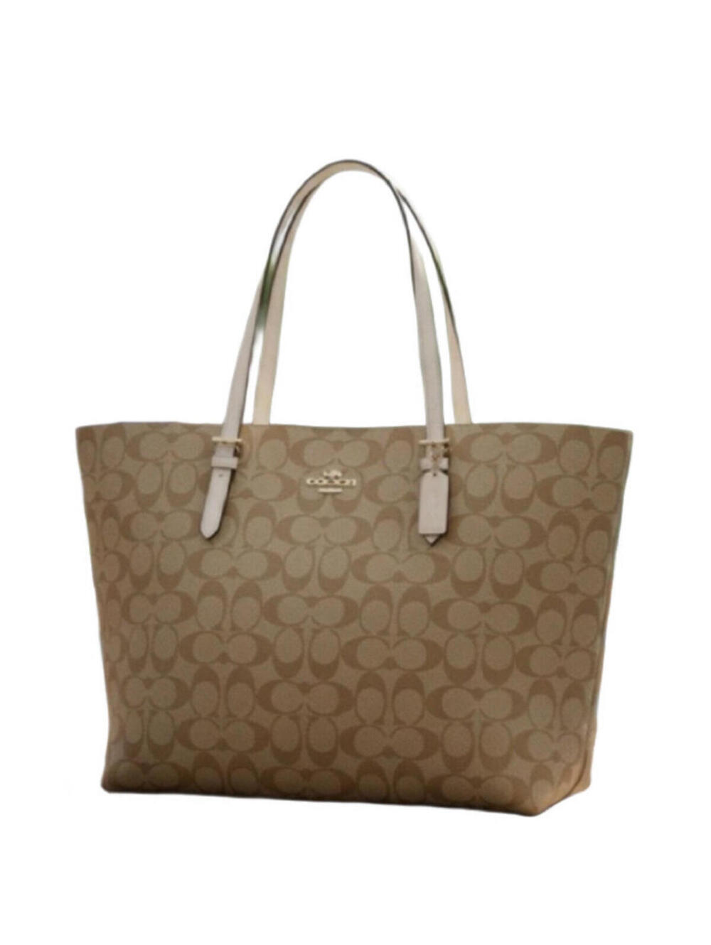 Coach City Tote Bag Signature Canvas Light Khaki Chalk 5696 Excellent Condition